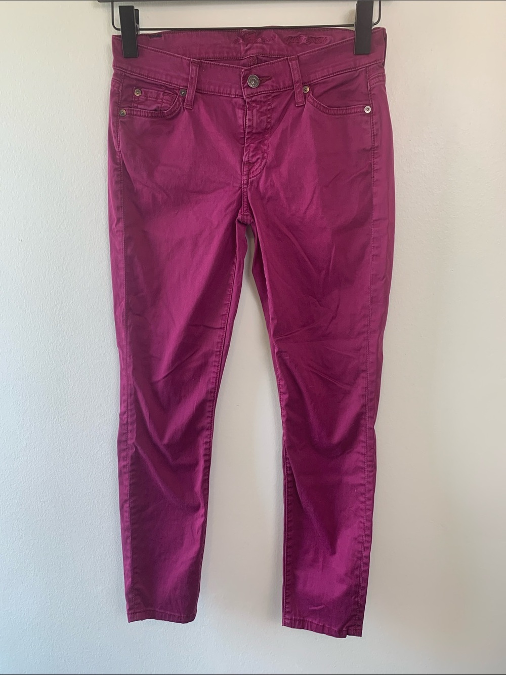 7 For All Mankind Fuchsia Skinny Jeans, Lightweight, Midrise